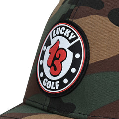 Green Camo/Black Lucky 13 Golf Hat