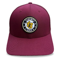 Maroon Flexfit Lucky 13 Golf Hat