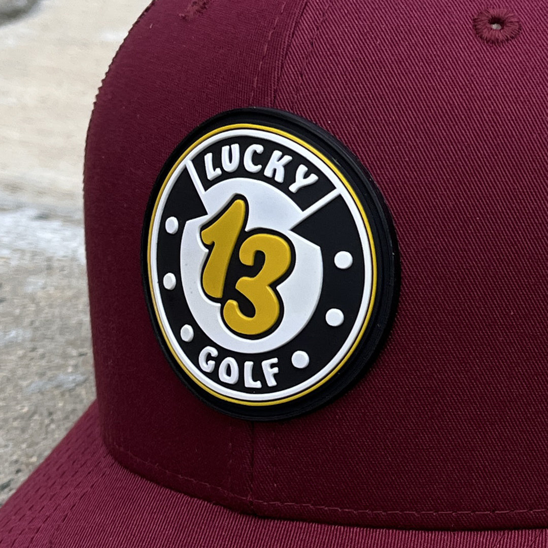 Maroon Flexfit Lucky 13 Golf Hat