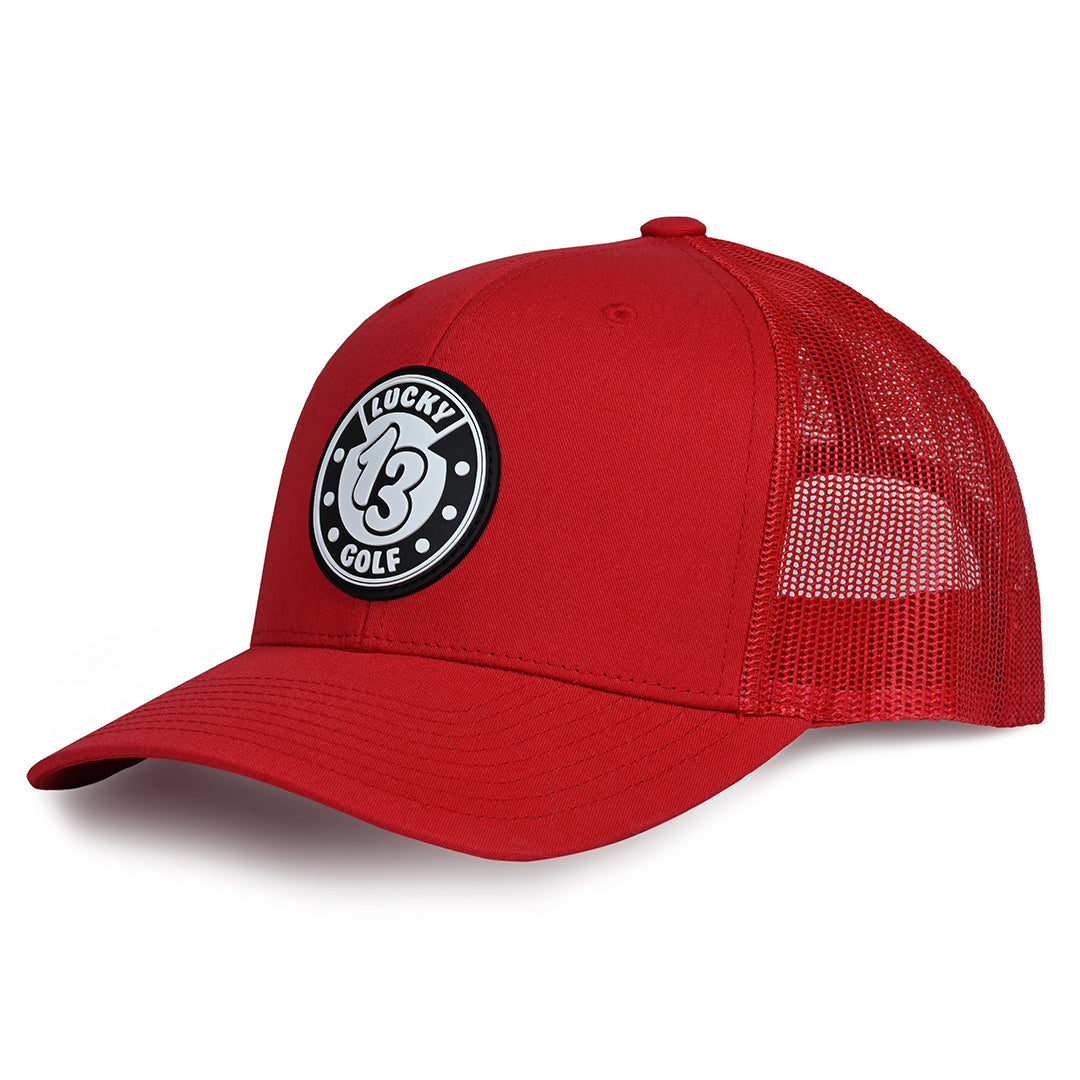 Red Lucky 13 Golf Hat